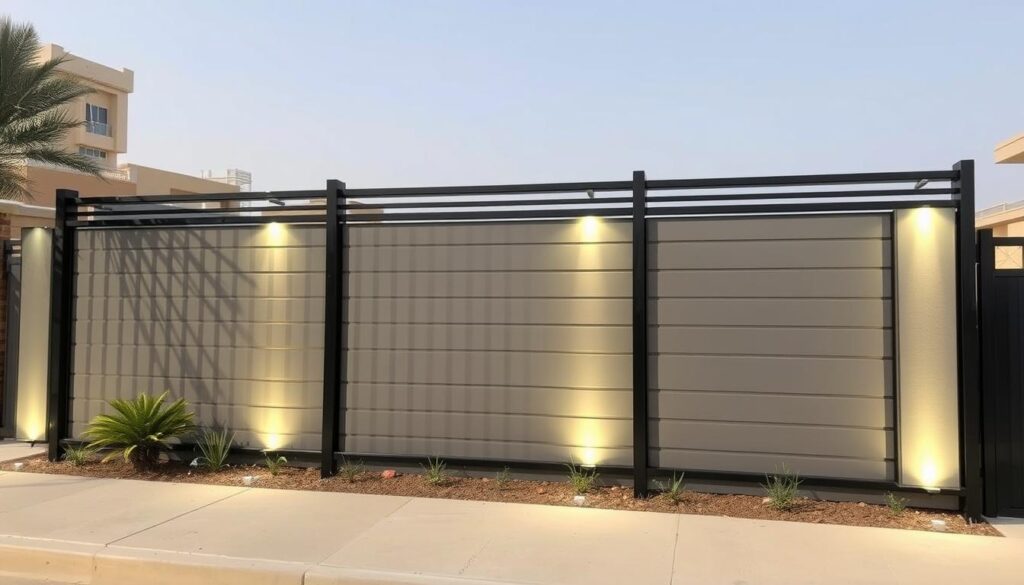 Elegant and sturdy steel privacy fences adorn the residential landscape, creating a harmonious blend of functionality and aesthetics. Majestic vertical panels rise from a solid foundation, casting intricate shadows that dance across the surface. Sleek horizontal rails provide a modern, minimalist aesthetic, while strategic lighting illuminates the structure, highlighting its architectural prowess. The fences seamlessly integrate with the surrounding environment, exuding a sense of security and exclusivity. Crafted with precision, these customizable solutions offer tailored protection and privacy, showcasing the advanced engineering capabilities of "سواتر الشرقية" in Dammam, Saudi Arabia.