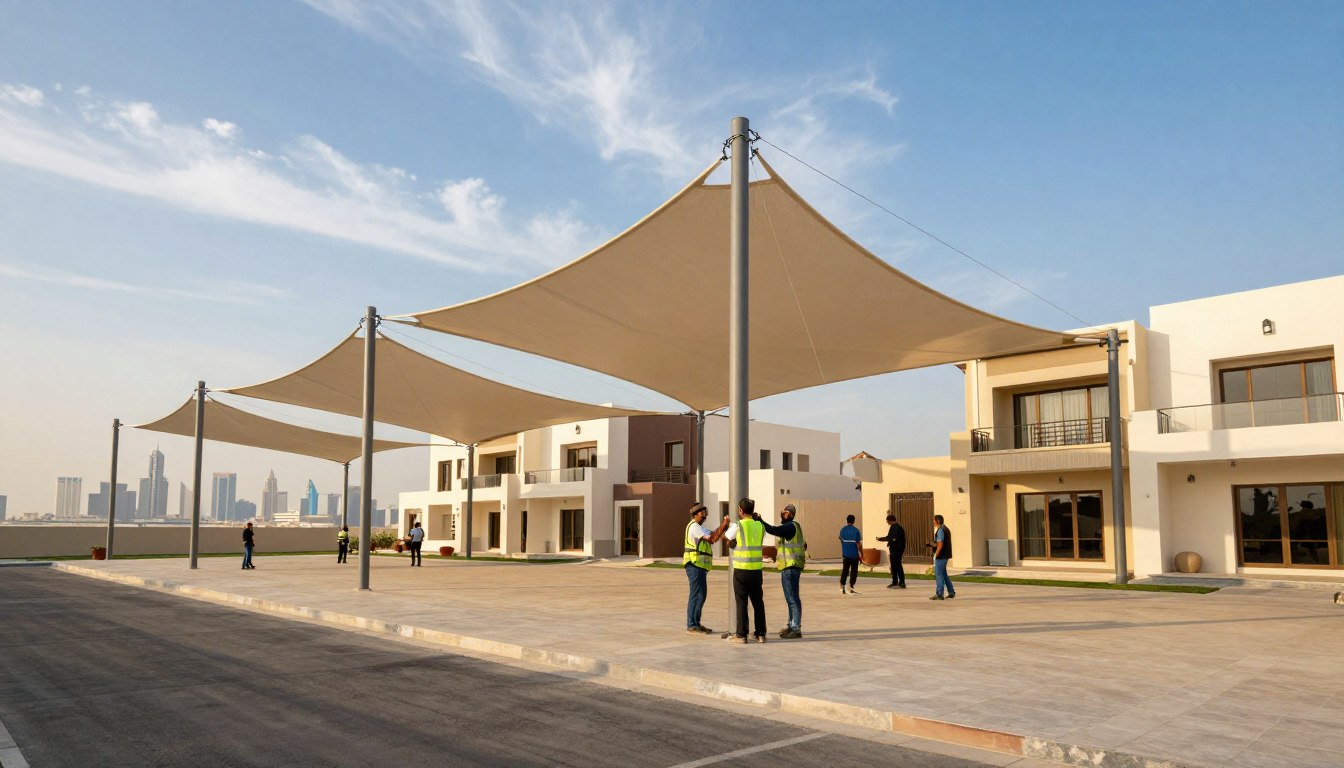 مظلات شد إنشائي في الخبر تصميم وتنفيذ احترافي